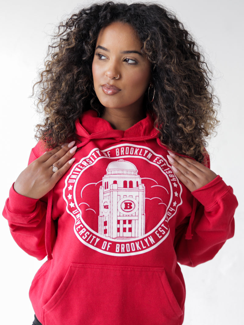 Red & White – University of Brooklyn Hoodie